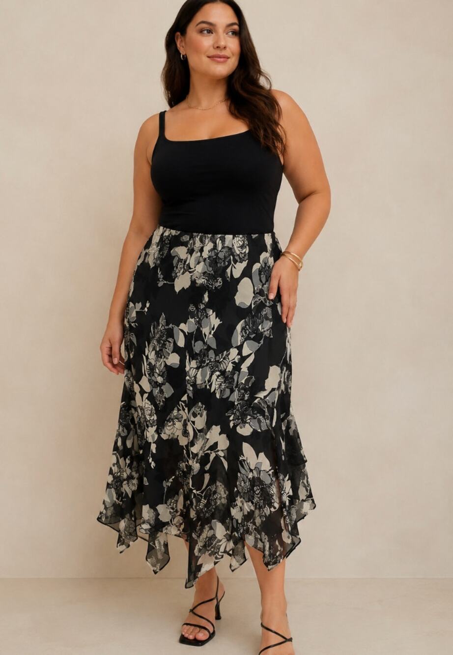 Lane Bryant 18/20 Floral Minimalist Midi Fairy Ruffle Western Bohemian Skirt